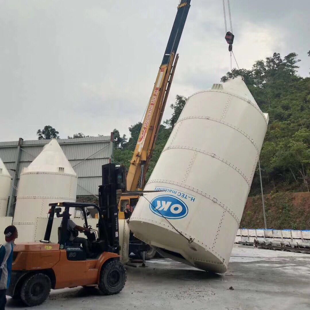 bolted cement silo on site